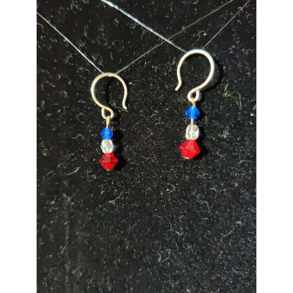 Red, white, blue bead Earrings